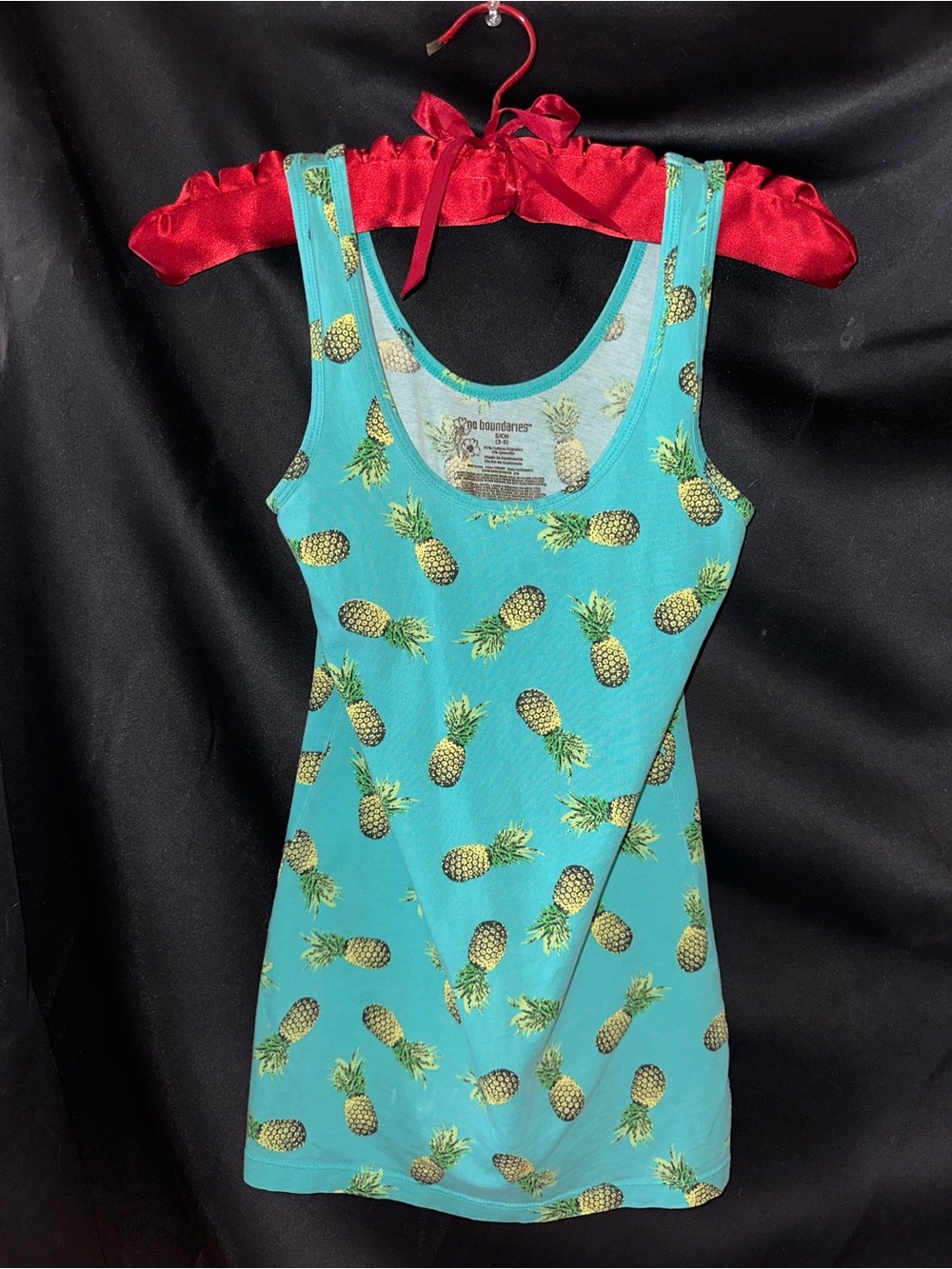No Boundaries Aqua Pineapple Print Tank